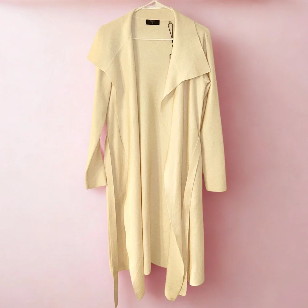 NWT Tahari | Cream Belted Longline Cardigan | Size M - Picture 1 of 2
